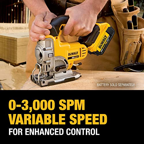 DEWALT 20V MAX XR Jig Saw, 3,000 Blade Speed, Cordless, LED Light, Bare Tool Only (DCS331B)