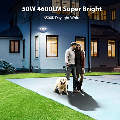 iMaihom 50W Motion Sensor Light Outdoor,4600LM Bright LED Security Lights Motion Activated,6500K Flood Lights Outdoor Motion Detection,3 Adjustable Head IP65 Outdoor Motion Lights for Yard (Brown)