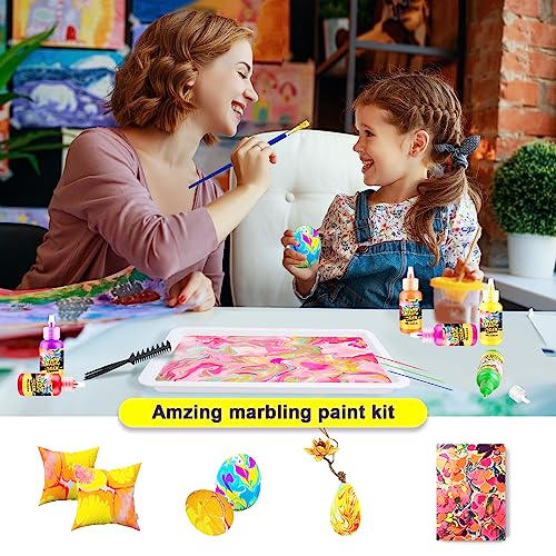 Water Marbling Paint Art Kit for Kids - Arts and Crafts for Girls & Boys,Ideal Gifts for Kids Age 4-8 6-8 8-10 8-12 (12 Colors)