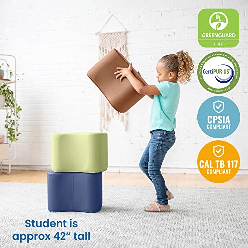 ECR4Kids SoftZone Toddler Modular Stool Set, Flexible Seating, Earthtone, 6-Piece