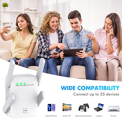 MEESTORY WiFi Extenders Signal Booster for Home, Extender, 2023 Newest and Amplifier up to 8470Sq.ft, Internet Booster, Repeater with Ethernet Port & Access Point, 1-Tap Setup, 2.4GHz, Green