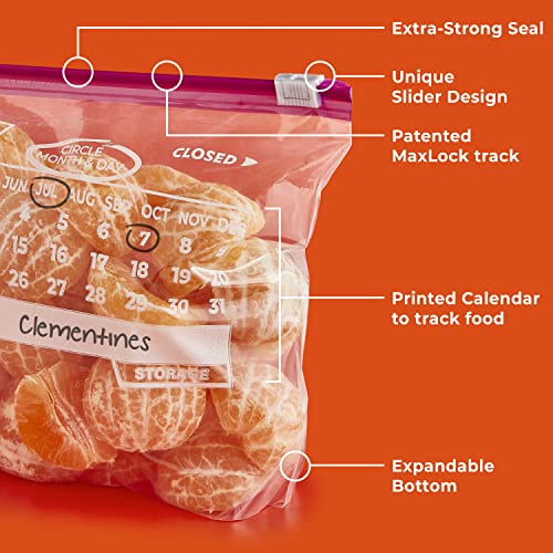 Hefty Slider Storage Calendar Bags, Quart Size, 40 Count (Pack of 4)