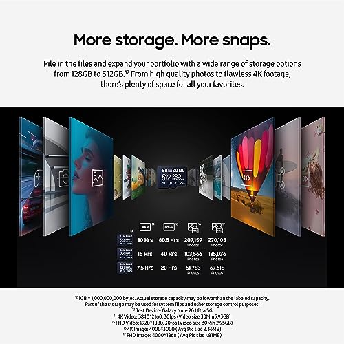 SAMSUNG PRO Ultimate microSD Memory Card + Adapter, 512GB microSDXC, Up to 200 MB/s, 4K UHD, UHS-I, Class 10, U3,V30, A2 for GoPRO Action Cam, DJI Drone, Gaming, Phones, Tablets, MB-MY512SA/AM