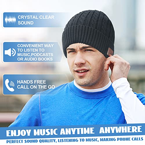 Music Beanie Hat Set - Women/Men's Winter Hat w/Headphones, Scarf, Touchscreen Gloves, Knit Mask, Unique Christmas Birthday Gifts Tech Gifts for Teens Men Women Gamer Worker