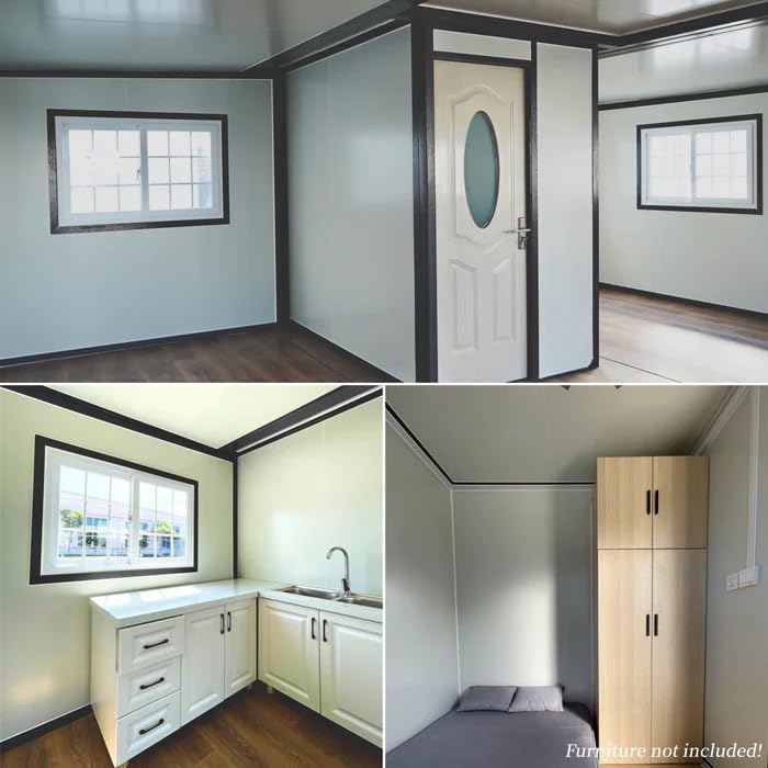 CHECK OTHER SELLERS! Zolyndo Portable Prefabricated Tiny Home 19x20ft, Mobile Expandable Plastic Prefab House for Hotel, Booth, Office, Guard House, Shop, Villa, Warehouse, Workshop