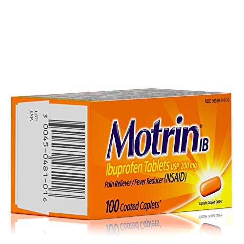 Motrin IB, Ibuprofen 200mg Tablets for Fever, Muscle Aches, Headache & Back Pain Relief, 100 ct.