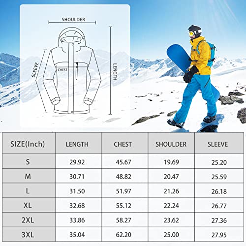 FREE SOLDIER Men's Waterproof Ski Snow Jacket Fleece Lined Warm Winter Rain Jacket with Hood Fully Taped Seams(Black,M)