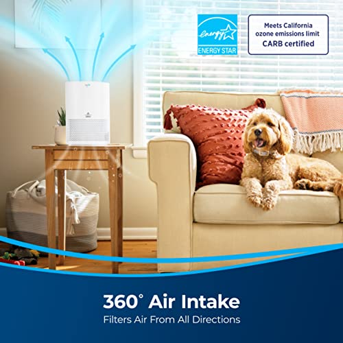 BISSELL MYair Air Purifier with High Efficiency and Carbon Filter for Small Room and Home, Quiet Air Cleaner for Allergens, Pets, Dust, Dander, Pollen, Smoke, Hair, Odors, Timer, 2780A