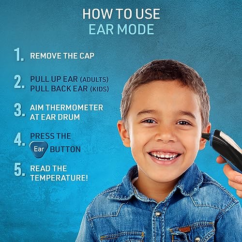 iProven Ear and Forehead Thermometer Dual Mode - 1 Second Accurate Fever Thermometer for Adults, Kids, and Babies - Digital Infrared Technology, Body Temperature Thermometer