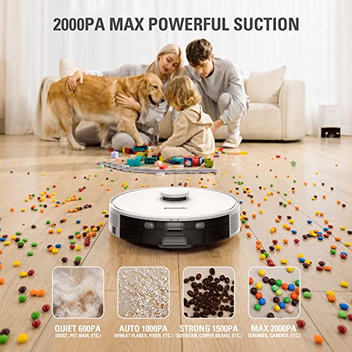 Greenworks Robot Vacuum GRV-3011, Intelligent LDS Laser Navigation, Automatic Path Planning,2000Pa Powerful Suction,Auto Dust Collection, for Pet Hair, Hard Floor, Carpet
