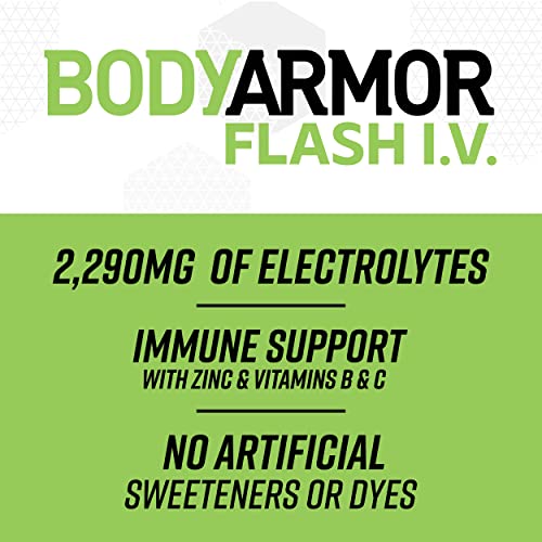 BODYARMOR Flash I.V. Rapid Rehydration Electrolyte Beverage, Grape, 20 Fl Oz (Pack of 12)