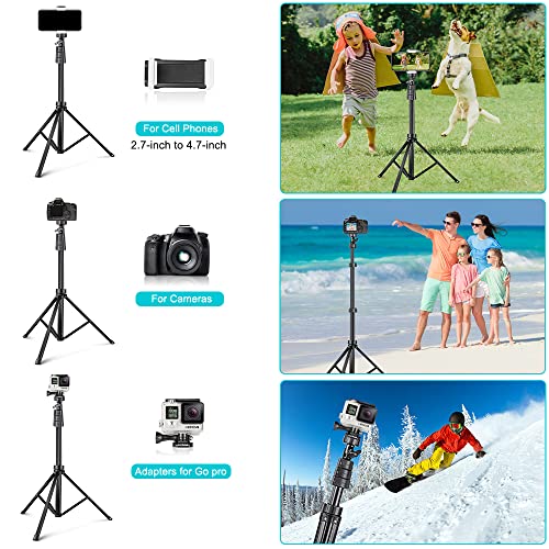 UBeesize 67" Phone Tripod&Selfie Stick, Camera Tripod Stand with Wireless Remote and Phone Holder, Perfect for Selfies/Video Recording/Live Streaming
