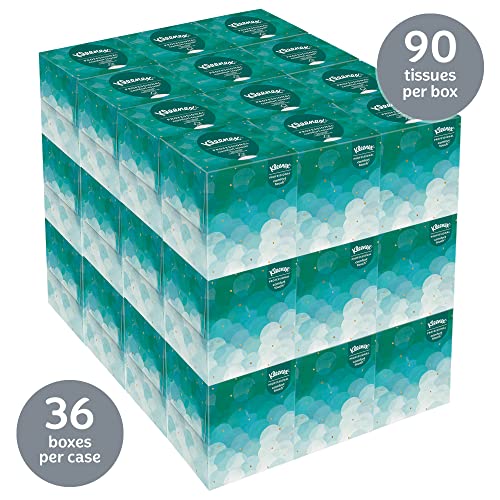 Kleenex® Professional Facial Tissue Cube for Business (21270), Upright Face Tissue Box, 90 Tissues/Box, 36 Boxes/Case, 3,240 Tissues/Case