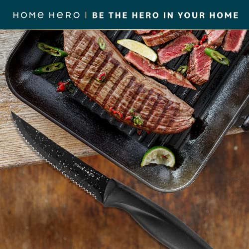 Home Hero Kitchen Knife Set, Chef Knife Set & Steak Knives - Professional Design Collection - Razor-Sharp High Carbon Stainless Steel Knives with Ergonomic Handles (8 Pcs - Granite)