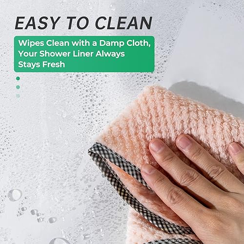 AmazerBath Plastic Shower Curtain, 72 x 72 Inches PEVA Heavy Duty Clear Shower Curtain, Waterproof Heavy Weight Thick Bathroom Curtain with 3 Big Clear Weighted Stones and 12 Rustproof Grommet Holes