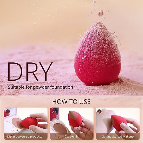 BEAKEY 5 Pcs Makeup Sponges Set, Latex-Free Blender, Perfect for Liquid, Cream, Powder, Soft Wonder Blender Boun Boun Beauty Sponges, Beauty Gift Set