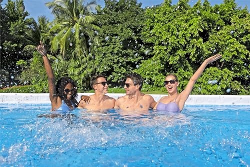 Bestway Power Steel 24' x 12' x 52" Rectangular Metal Frame Above Ground Swimming Pool Set with 1500 GPH Sand Filter Pump, Ladder, and Pool Cover