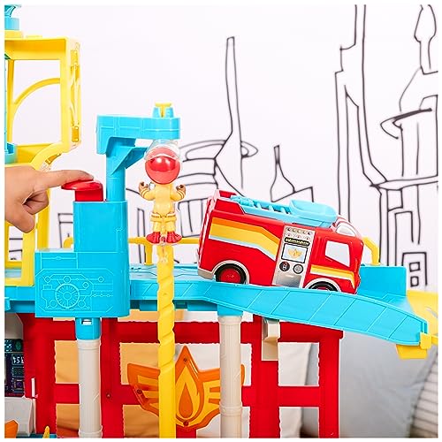 Disney Junior Firebuds HQ Playset with Lights, Sounds, Fire Truck Toy, Action Figure and Vehicle Launcher, Kids Toys for Boys and Girls Ages 3 and Up