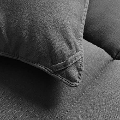 BEDHOURS Queen Comforter Set-3 Pieces Down Alternative Queen Size-All Season Reversible Comforter with 2 Pillow Shams-Corner Tabs Machine Washable (Dark Grey Queen)