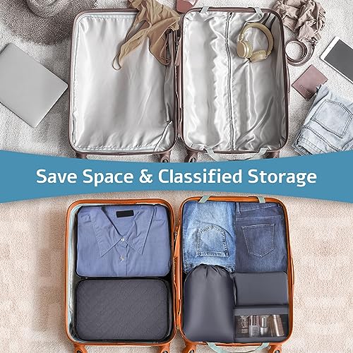 ExploreBliss Packing Cubes for Suitcases 8 Set, Durable Packing Cubes for Travel, Foldable Suitcase Organizer Bags Set for Travel Accessories, Travel Bags Organizer for Luggage(Grey)