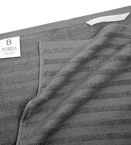 Premium Kitchen Towels 20”x 28”- 6 Pack| Large Cotton Kitchen Towels | Hand Towels for Kitchen | Flat & Terry Towel | Dish Towels | Highly Absorbent Tea Towels Set with Hanging Loop | Grey Striped