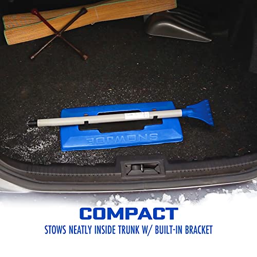 Snow Joe SJBLZD The Original 2-In-1 Telescoping Snow Broom + Ice Scraper w/18-Inch No-Scratch Foam Head, Closed Cell Foam for No Water Absorption, Blue