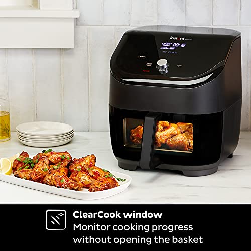 Instant Pot Vortex Plus 6-Quart Air Fryer Oven, From the Makers of Instant Pot with ClearCook Quiet Cooking Window, Digital Touchscreen, App with over 100 Recipes, Single Basket, Black