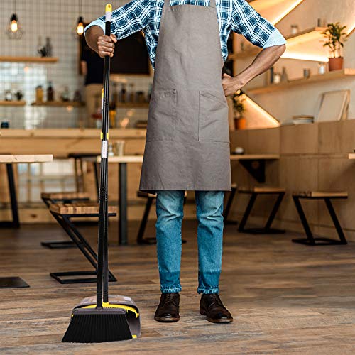 Broom with Dust Pan,Stand up Dust Pans with Long Handle 40"/52" Broom and Dustpan Combo Set for Home Kitchen Shop Indoor Commercial Heady Duty Upright Lobby Dustpan