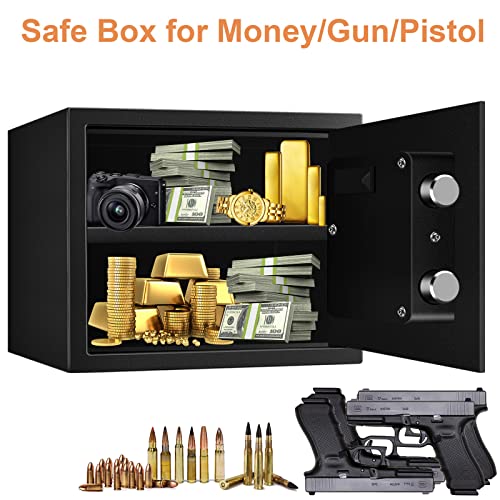 1.3 Cu ft Home Safe Fireproof Waterproof, Digital Home Security Safe Box with Combination Lock and Removable Shelf, Fireproof Document Safe for Home Money Firearm Medicines