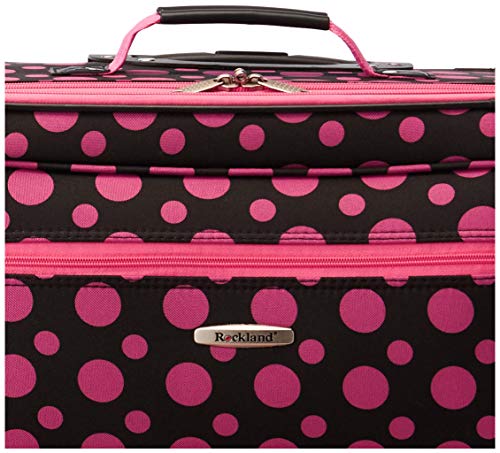 Rockland Fashion Softside Upright Luggage Set, Black/Pink Dot, 4-Piece (14/19/24/28)