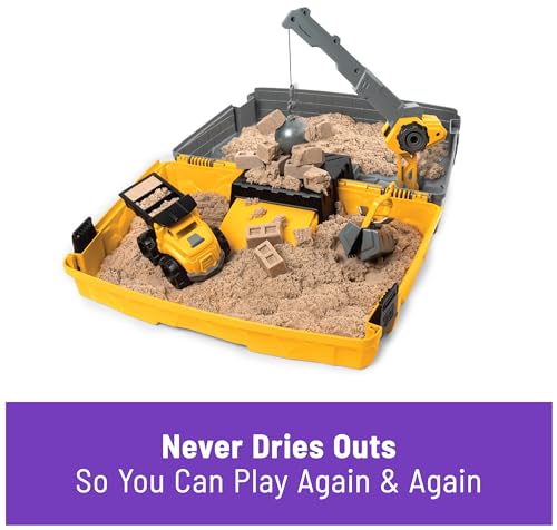 Kinetic Sand, Construction Site Folding Sandbox with Toy Truck and 2lbs of Play Sand, Sensory Toys, for Kids Ages 3 and up