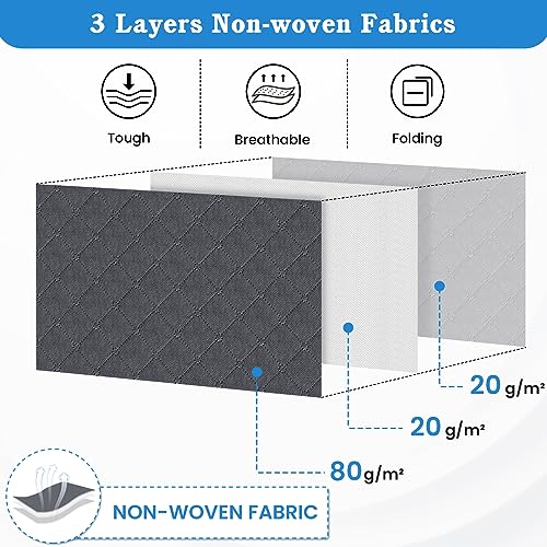 BlissTotes Storage Clothing Bags Storage Clothes Organizer with Reinforced Handle Sturdy Fabric Clear Window for Blankets, Bedding, Collapsible with Sturdy Zipper, 6 Pack, 60L, Grey