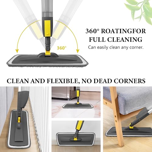 NileHome Mops for Floor Cleaning, Microfiber Spray Mop with 400ml Refillable Bottle and 2 Replacement Pads Dry Wet Floor Mop for Household or Commercial Use Dust Mop for Hardwood Laminate Tile Ceramic