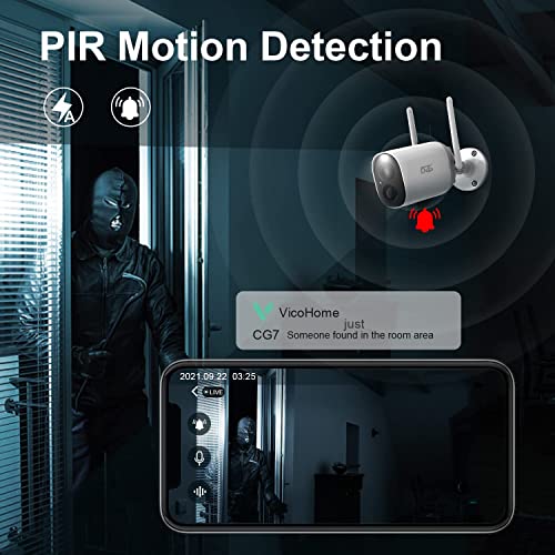 DCT Security Cameras,Indoor Home Camera WiFi Spotlight Siren Alarm 1080P Battery Powered, Color Night Vision,PIR Motion Detection,2-Way Audio, SD/Cloud,IP65