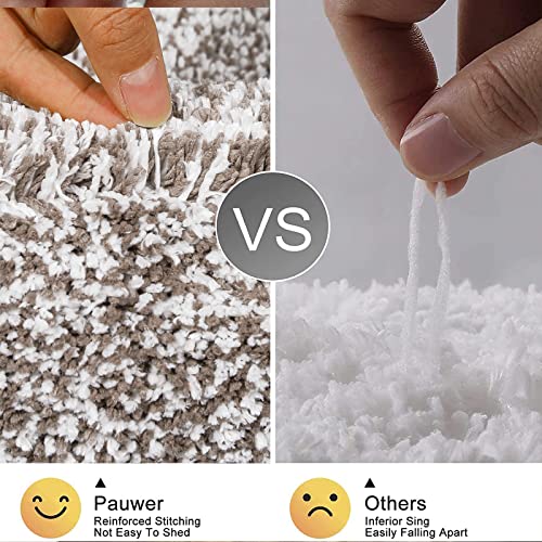 Pauwer 3 Piece Bath Mat Set Bathroom Rugs, Non Slip Plush Bathroom Mats, Absorbent Shaggy Bathroom Rug Set with U-Shaped Contour Toilet Mat for Bathroom Bedroom Living Room