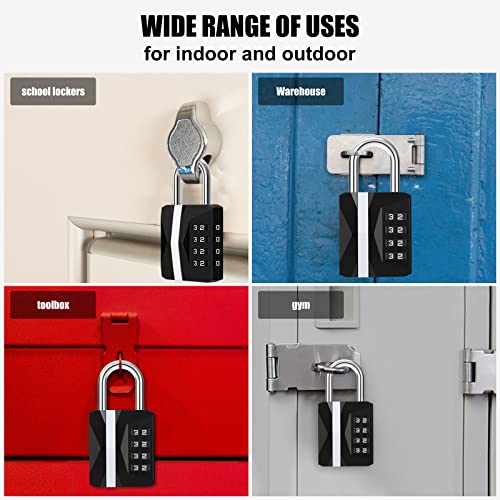 Diyife® 2 Pack Combination Padlock, 4 Digit Metal Combination Lock Waterproof, Steel Plated Clasp & High Security, Resettable Outdoor Lock for Gate, Garage, Gym, Locker, Drawer - Black