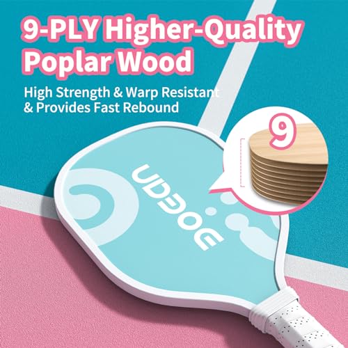 Boean Pickleball Paddles, Pickleball Paddles Set of 4 with Pickleball Balls, Hand Glues and Carry Bag, Premium Wood Pickleball Racket Play with Family, Pickleball Set Gifts for Friends