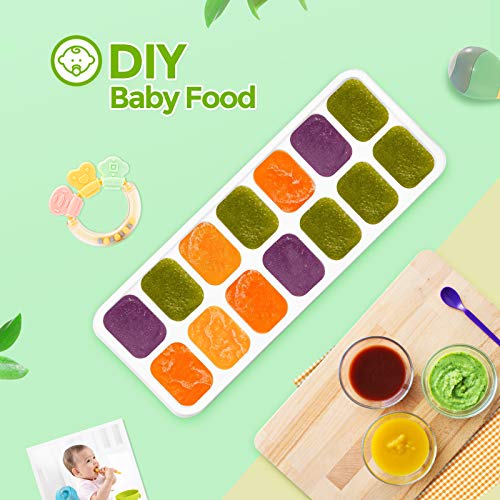 DOQAUS Ice Cube Trays 4 Pack, Easy-Release 56 pcs Ice Cubes Maker with Spill-Resistant Removable Lid, LFGB Certified and BPA Free, Stackable Flexible Silicone Ice Tray for Baby Food, Cocktail, Coffee
