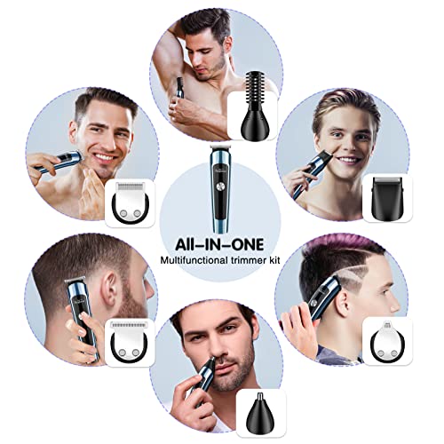 Brightup Beard Trimmer for Men, IPX7 Waterproof Beard Trimming Kit with Electric Razor, Hair Clippers, Hair Trimmer for Mustache Body Facial Nose Ear, FK-8788T