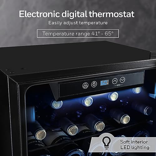 Honeywell 34 Bottle Compressor Wine Cooler Refrigerator, Large Freestanding Wine Cellar For Red, White, Champagne or Sparkling Wine, Digital Temperature Control, Stainless Steel