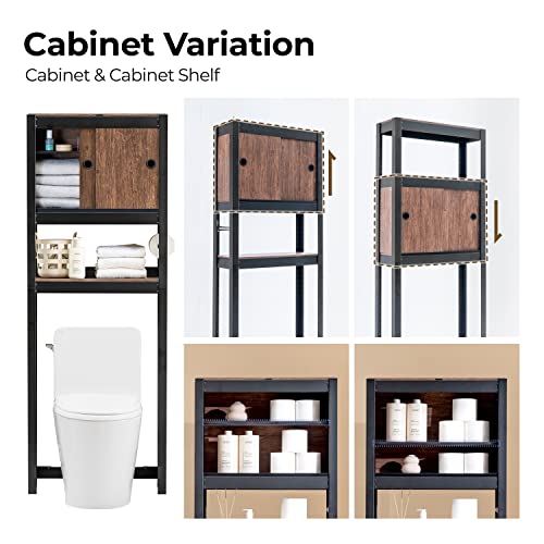 HOMEDANT House Over The Toilet Storage Cabinet Fully Adjustable Shelf Organizer Bathroom Easy Assemble Shelf Black 24.4" W x 8.6" D x 65.4" H