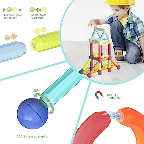 Boys Girls Toys Age 4-5,Little Boy Girl Toys Magnetic Blocks Sticks Tiles Construction Building, Learning Education Stem Preschool Toddler Kids Toys for 3+ Year Old, Montessori Toys for Toddlers Gifts
