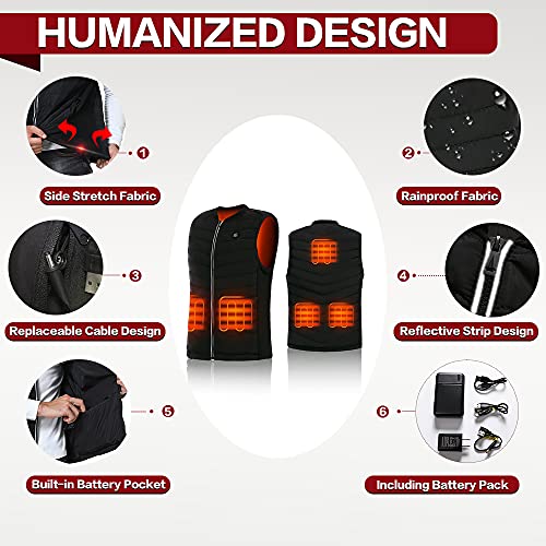 CPHST Heated Vest for Men Women, USB Electric Heated Jacket With Battery Pack Included,Lightweight Warm Vest Outdoor
