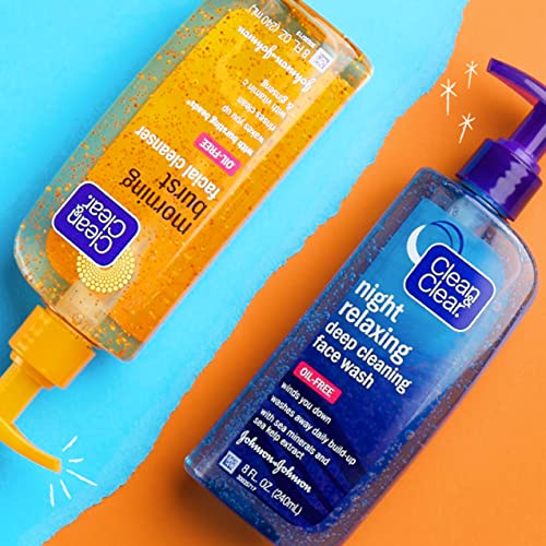 Clean & Clear 2-Pack of Day & Night Face Wash with Citrus Morning Burst Facial Cleanser with vitamin C + cucumber and Night Relaxing Face Wash, Oil-Free facial cleanser, hypoallergenic face wash