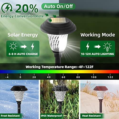 Jkoeier Bright Solar Outdoor Lights 8pack, IP65 Waterproof Solar Pathway Lights, 12 Hrs Long-Lasting Landscape Lighting Solar Garden Lights, Solar Lights Decorative for Walkway Patio Yard & Lawn