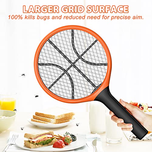 LUOJIBIE Electric Fly Swatter, Bug Zapper Racket Rechargeable Mosquito Zapper Handheld Fly Zapper with Hanging Ring for Home Indoor Outdoor, Large Size-1 Pack