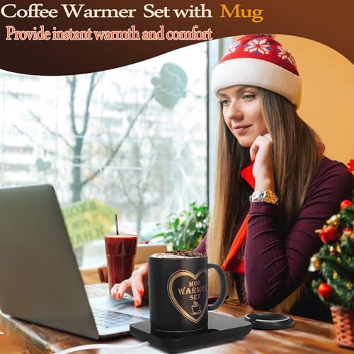 Coffee Mug Warmer Set with Mug, Coffee Mug Cup Warmer for Desk with Auto Shut Off-Coffee Gifts