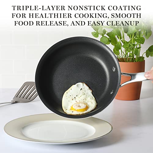 Martha Stewart Lockton Premium Nonstick 10 Piece Enamel Heavy Gauge Aluminum Pots and Pans Cookware Set - Martha Blue
