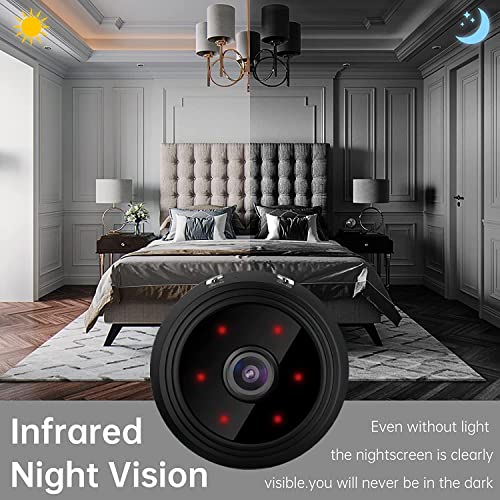 Augele Mini Camera WiFi Wireless Nanny Cam, 1080p HD Home Security Camera,Night Vision Indoor/Outdoor Small Dog Pet Camera for Mobile Phone Applications in Real Time