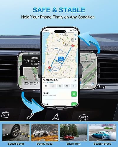 Wireless Car Charger, CHGeek 15W Fast Charging Auto Clamping Car Charger Phone Mount Phone Holder fit for iPhone 15 14 13 12 11 Pro Max Xs, Samsung Galaxy S23 Ultra S22 S21 S20, S10+ S9+ Note 9, etc